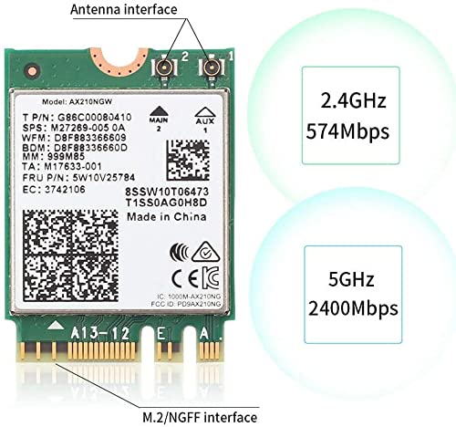  [AUSTRALIA] - AX210NGW WiFi Card, WiFi 6E AX210NGW M.2 2230 Wireless WiFi Card BT5.2 802.11ax Tri-Band 160MHz 2x2 MU-MIMO AX210 3000Mbps NGFF, Support Windows 10 64bit, M.2/NGFF