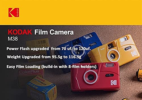  [AUSTRALIA] - Kodak M38 35mm Film Camera - Focus Free, Powerful Built-in Flash, Easy to Use (Grapefruit) Grapefruit