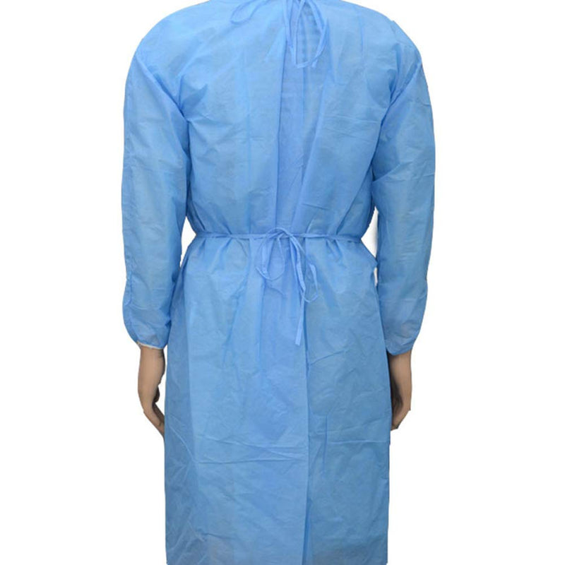  [AUSTRALIA] - 10pcs Disposable Adult Gowns Long Sleeve Neck Hip Guard Non-Sterile Polypropylene Spunbond Latex Free Blue Gown 10pcs