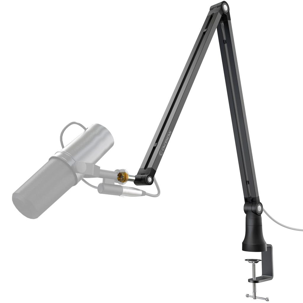  [AUSTRALIA] - CACENCAN Boom Arm, 360° Rotatable Microphone Stand with Desk Mount, Foldable Desk Mic Arm with 3/8'' to 5/8'' Screw Adapter, Microphone Arm for Live Streaming, Gaming, Podcasting, Radio(Space Black) Space Black