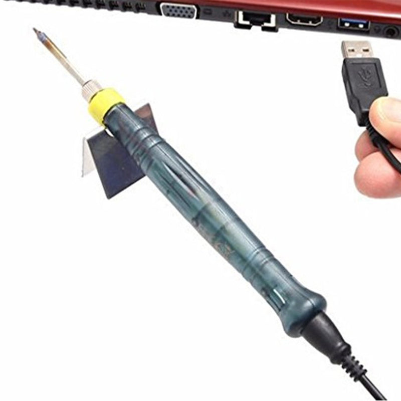  [AUSTRALIA] - Gouptec Hot Portable Electronic Tools USB Power Soldering Iron Long Life Tip + Touch Switch Protective Cap DC DIY Soldering Jobs 5V 8W with Stand Tool Kit