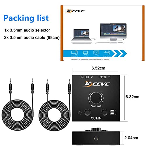  [AUSTRALIA] - 3.5mm Audio Selector, AUX 3.5mm Audio Splitter Headphone Switcher, Speaker Manual Selector for Audio Sharing, 2 in 1 Out