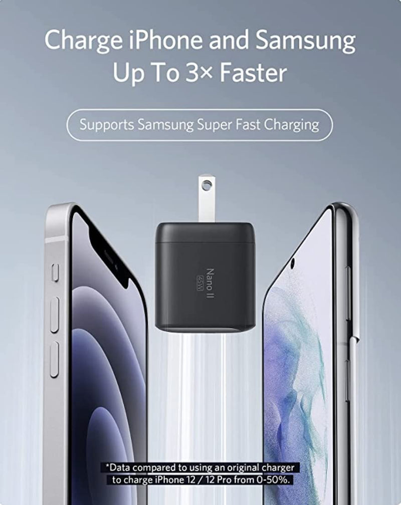  [AUSTRALIA] - Anker USB C Charger, 713 Charger (Nano II 45W), GaN II PPS Fast Compact Foldable Charger for MacBook Pro 13, Galaxy S22/S22+/S22 Ultra/S21, Note 20/10, iPhone 13/Pro/Pro Max, iPad Pro, Pixel, and More