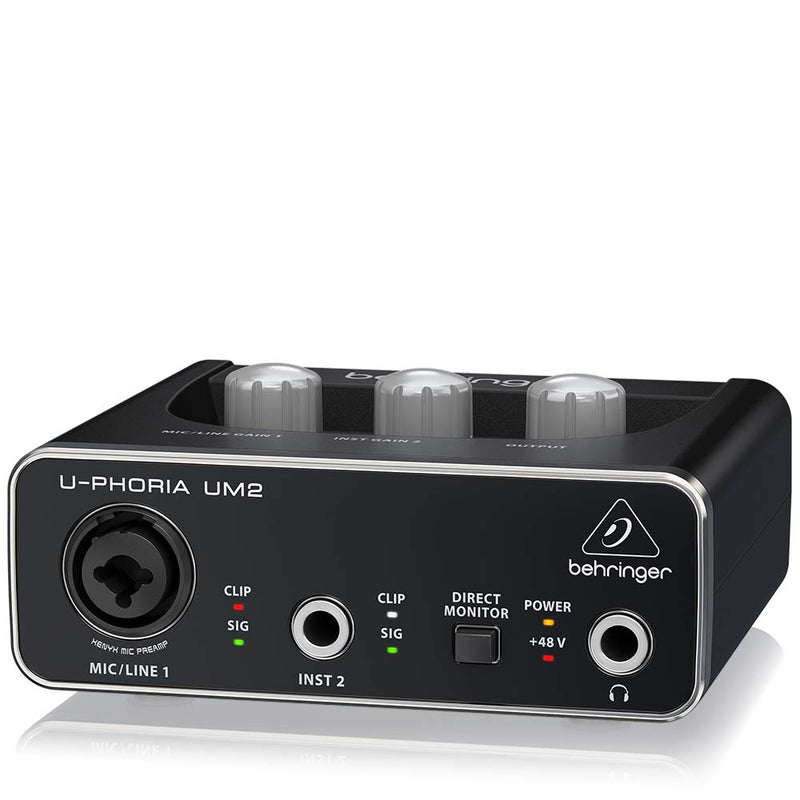 BEHRINGER Audio Interface, 1x XLR/TRS 1x 1/4" 2X RCA USB, Black, 1-Channel (UM2) - LeoForward Australia