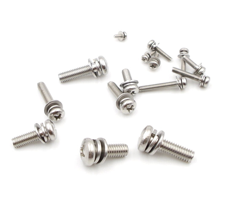  [AUSTRALIA] - HVAZI M2 M2.5 M3 M4 M5 M6 Stainless Steel Phillips Pan Head Screws Combine with Spring Washer and Plain Washers Assortment Kit