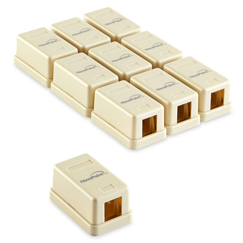  [AUSTRALIA] - NavePoint Keystone Jack Surface-Mount Box 1-Port Ivory, 10-Pack