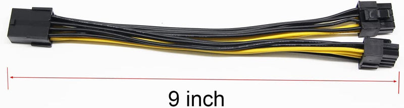  [AUSTRALIA] - PCIe 8 Pin Female to Dual 8 Pin (6+2) Male Power Adapter PCI Express Graphic Card Connector Extension Cable Mining Video Card Power Cable 9 inch