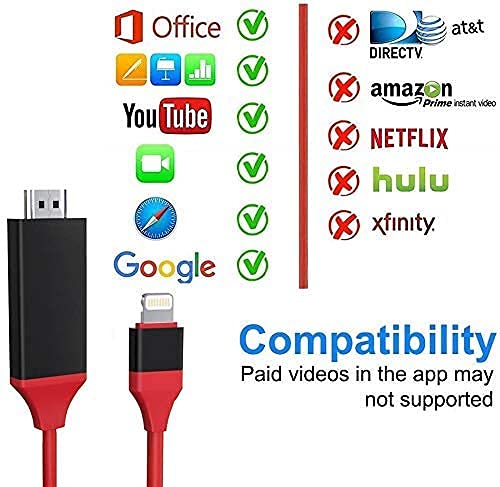  [AUSTRALIA] - Lightning to HDMI Adapter, [Apple MFi Certified] 1080P HDTV Cable Adapter, Digital AV Sync Screen Connector on TV/Monitor/Projector Compatible for iPhone, iPad and iPod -NO Need Power Supply (Red)