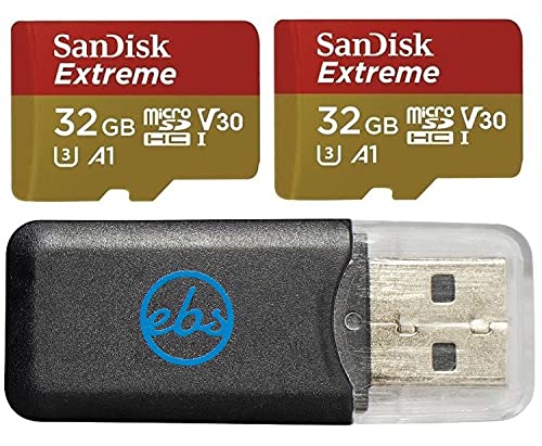  [AUSTRALIA] - SanDisk Extreme (UHS-1 U3 / V30) A1 32GB (2 Pack) MicroSD Card for GoPro Hero 10 Black Action Cam Hero10 SDHC (SDSQXAF-032G-GN6MN) Bundle with (1) Everything But Stromboli Micro SD Memory Card Reader