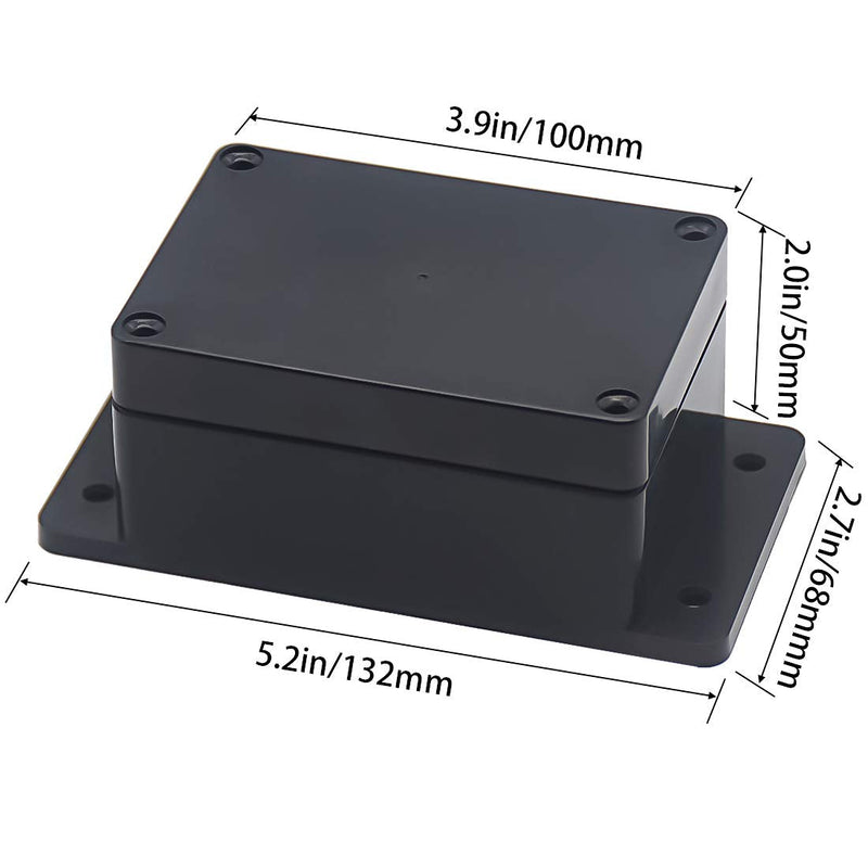  [AUSTRALIA] - Zulkit Junction Box ABS Plastic Dustproof Waterproof IP65 Universal Electrical Boxes Project Enclosure with Fixed Ear Black 3.9 x 2.68 x 1.97 inch (100 x 68 x 50 mm) 3.94" x 2.68" x 1.97"(Pack of 1)