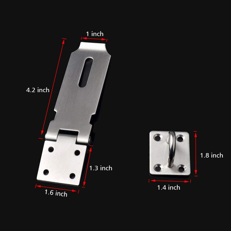  [AUSTRALIA] - Padlock Hasp 4.2 Inch Safety Door Bolt Gate Latches Padlock Hasp Stainless Steel Brushed Finish Door Buckle Clasp, 2 Pack (2Pack) 2Pack