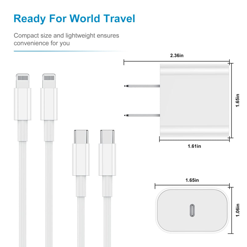  [AUSTRALIA] - iPhone Fast Charger【Apple MFi Certified】 Charging Cord 6ft, 20W USB C Charger Block with Lightning to USB C Cable for iPhone 14 Pro Max/13 Plus/12 Mini/11/iPad Pro/Air(2-Pack) 2Pack 6Ft