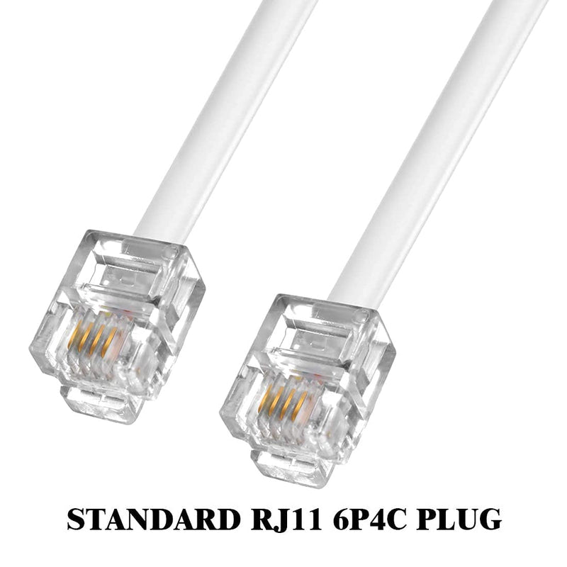  [AUSTRALIA] - Phone Cord 50FT, Landline Telephone Cable with RJ11 Plug, Includes Telephone Inline Coupler RJ11 Splitter and 20pcs Cable Clips(White) White