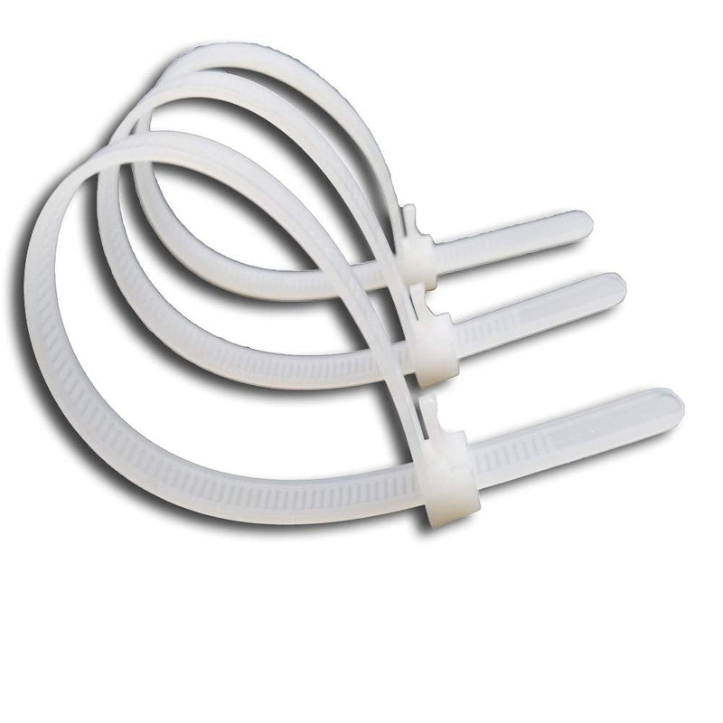  [AUSTRALIA] - Superun Releasable Zip Ties 8 Inch, 50 Lbs Tensile Strength Wire Ties (Reusable Cable Ties) Pack of 100 White