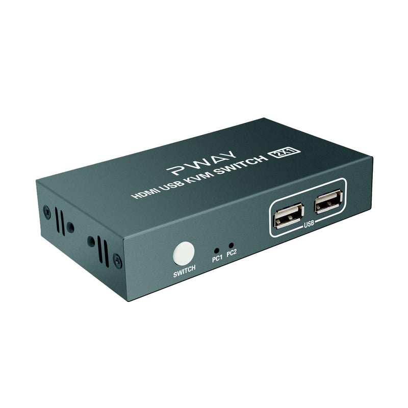  [AUSTRALIA] - AAO 2X1 KVM Switch HDMI 4K 2 Port USB KVM Switch Box Supports Auto-scan, Hot-Key Switch for Netware, Dos, Linux, Unix and Windows 4K@30Hz with 2 Pcs 5ft USB Cables and HDMI Cables Gray