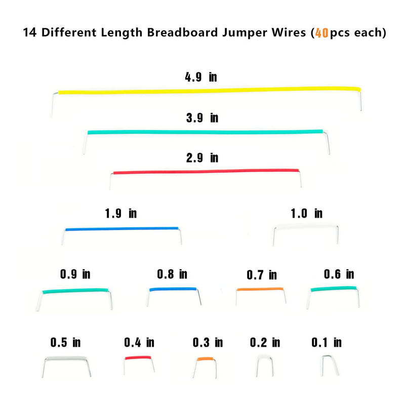  [AUSTRALIA] - Makeronics 560 Pieces Jumper Wire Kit with 14 Lengths for Breadboard Prototyping Solder Circuits | Electronics Experiment | Arduino or Raspberry Pi or Jetson Nano | Storage Box 560 PCS