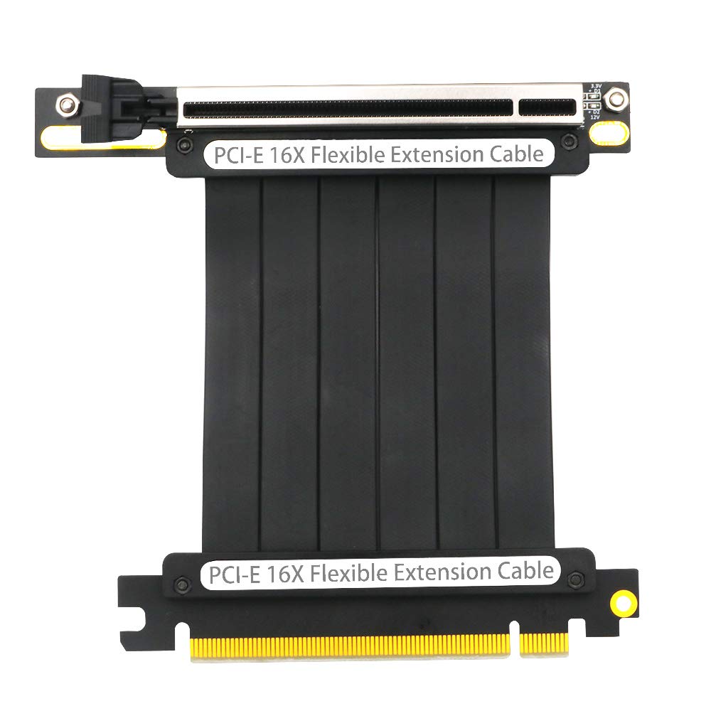  [AUSTRALIA] - New Version PCIe Riser Cable, 3.0 x16 PCI Express Riser Extender, Flexible High Speed 90 Degree GUP Riser Cable with 3.3v/12v Power LED and magnet foot pad for Graphics Card Vertical Mount (20cm, 90°) with magnet foot pad
