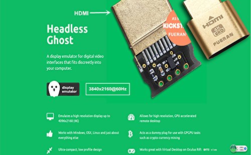  [AUSTRALIA] - 4K HDMI Dummy Plug，High Resolution Virtual Monitor Display Emulator, Headless Display Adapter Supports up to 3840x2160@60Hz-1080@120Hz Graphics Acceleration for Ethereum ETH ZEC BTC Mining(1 Pack) 1 Pack