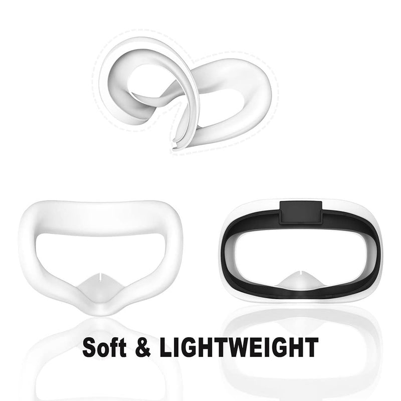  [AUSTRALIA] - Protective Cover for Oculus/Meta Quest 2 Accessories, Silicone Controllers Grip Cover Protector, Soft Shell Skin with Face Cover and Lens Cover by Gwyoneaon (White) white