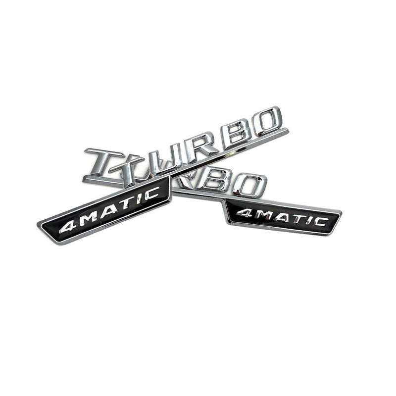 4MATIC TURBO leaf plate refitting 3D Car Logo decoration for Mercedes benz (Silver) - LeoForward Australia