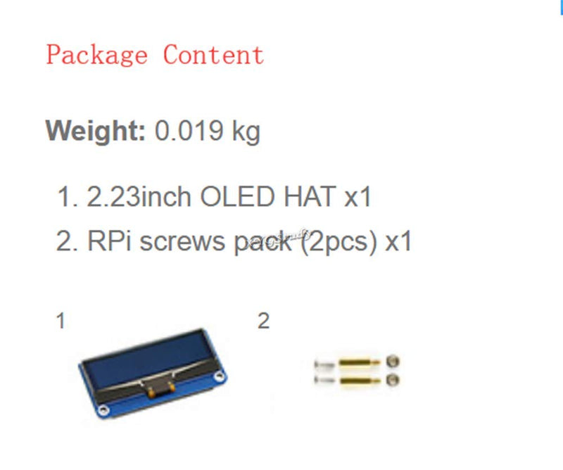  [AUSTRALIA] - 2.23 inch OLED Display HAT for Raspberry Pi 2B/3B/4B/Zero/Zero W Jetson Nano 128×32 Pixels SPI/I2C Interface @XYGStudy