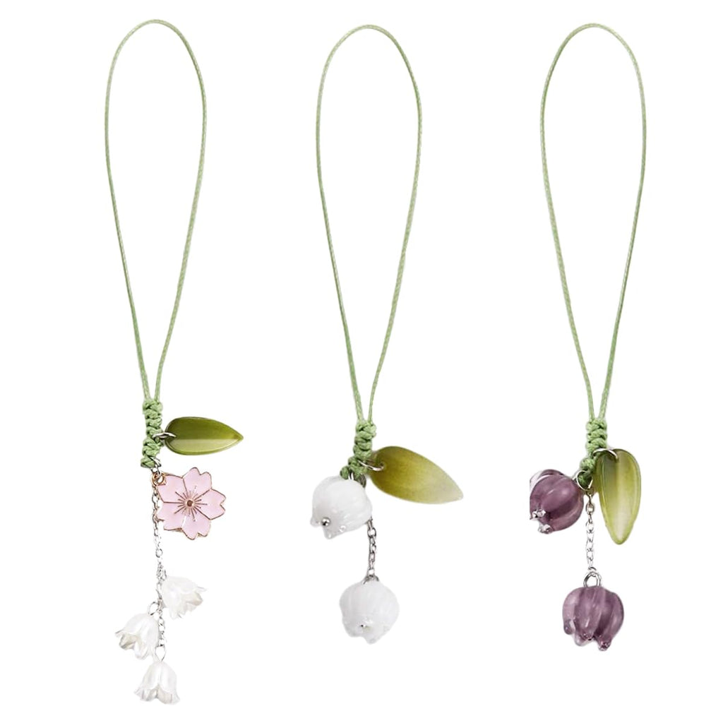  [AUSTRALIA] - CHAOYUN 3 Pcs Creative Tulip Flower Mobile Phone Pendant Pendant, Decorative Charms for Cellular Telephones, Suitable for Keychain Mobile Phone Car Key Bag Backpack Wallet Decoration