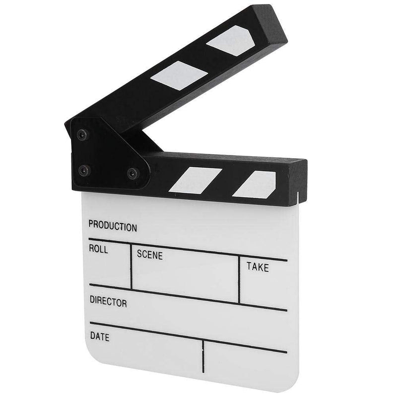  [AUSTRALIA] - Clap Board, Mini Acrylic Director Scene Clapperboard Classic Movie Film Clap Board with a Pen,for Shoot Props/Advertisement/Home Decoration/Cosplay/Background(Black and White whiteboard PAV1BWE3S) Black and White Whiteboard Pav1bwe3s