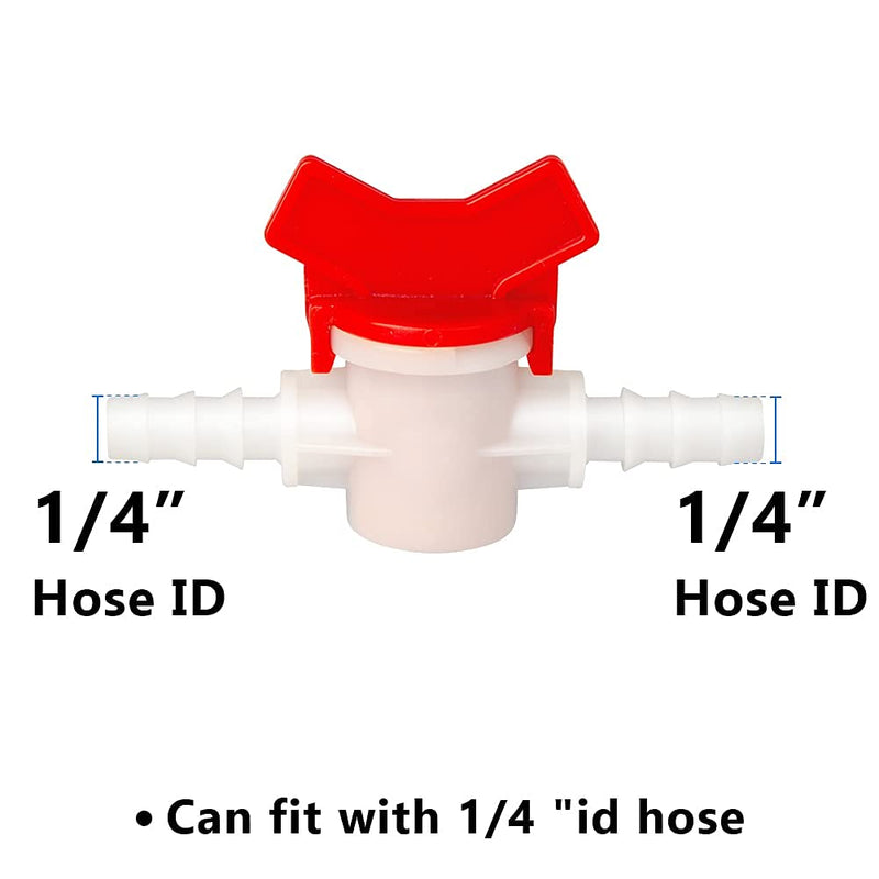  [AUSTRALIA] - Feelers Drip Irrigation Switch Valve, 1/4" Barbed Hose ID Ball Valve for Drip Irrigation Hoses Agricultura Garden (Pack of 5) 1/4" Barb 5Pcs