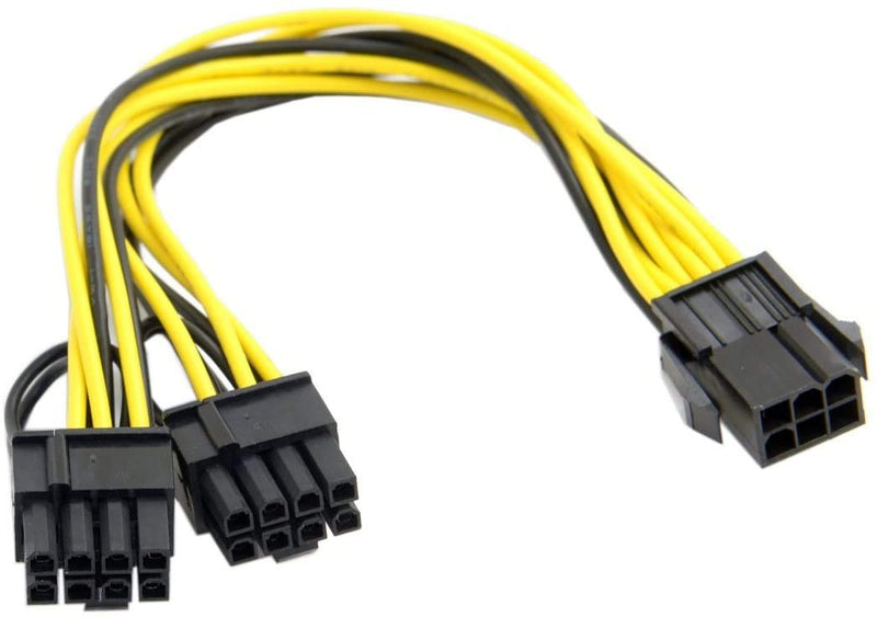  [AUSTRALIA] - Traodin PCI Express Power Cable,6 Pin to Dual PCIe 8 Pin (6+2) Graphics Card PCI Express Power Adapte Y-Splitter Extension Cable Mining Video Card Power Cable 8 inches 2 Pack 6pin to dual 8pin