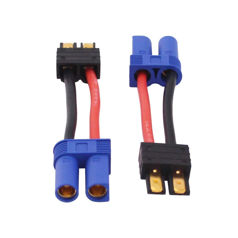  [AUSTRALIA] - OliRC 2pcs Compatible with TRX Male to EC5 Female Connector Adapter with 14awg 5cm Cable(C114-2)