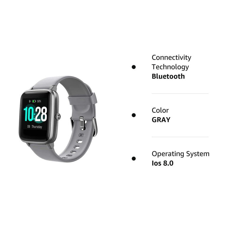  [AUSTRALIA] - Fitness Tracker, Smart Watch Step Trackers with Heart Rate Monitor, IP68 Waterproof Fitness Watch Activity Tracker Sleep Monitoring, Calorie Counter, Pedometer for Men Women Gray