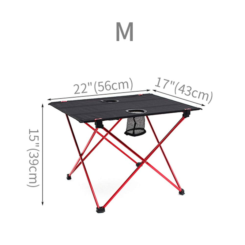  [AUSTRALIA] - Outry Lightweight Folding Table with Cup Holders, Portable Camp Table (M - Unfolded: 22" x 17" x 15")