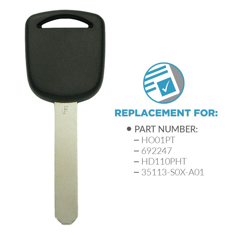  [AUSTRALIA] - Keyless2Go Replacement for New Uncut Transponder Chip Ignition Car Key HO01 (2 Pack)