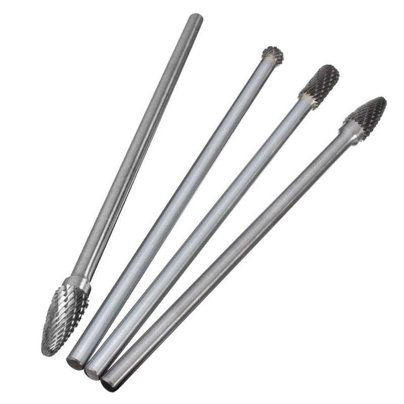 Bestgle 4Pcs 6mm(1/4”) Shank Tungsten Carbide Rotary Cutting Burr Die Grinder Bit for DIY Woodworking, Metal Carving, Polishing, Engraving, Drilling, 150-160mm Length - LeoForward Australia