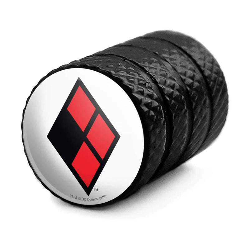  [AUSTRALIA] - Graphics and More Harley Quinn Diamond Logo Tire Rim Wheel Aluminum Valve Stem Caps Black