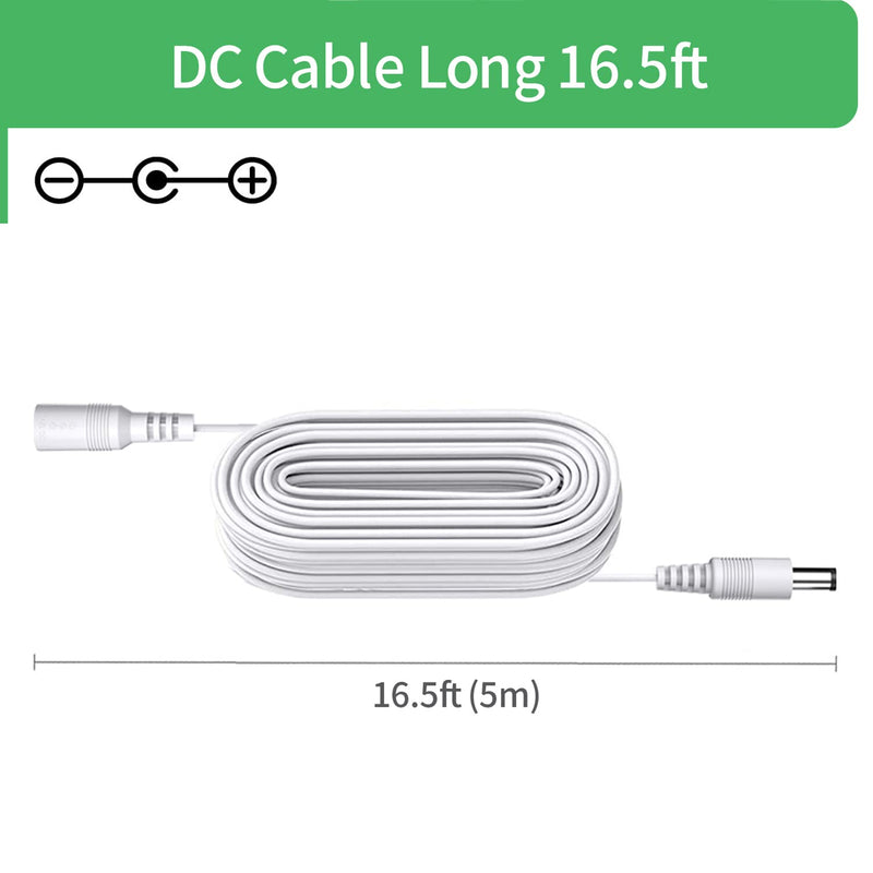  [AUSTRALIA] - Security-01 2-Pack 5m DC Power Extension Cable, Plug 5.5mm x 2.1mm, Supports DC 5V 6V 9V 12V 24V, for Security Cameras, DVR, Router, Printer, LED Strip, White 5m (Pack of 2)