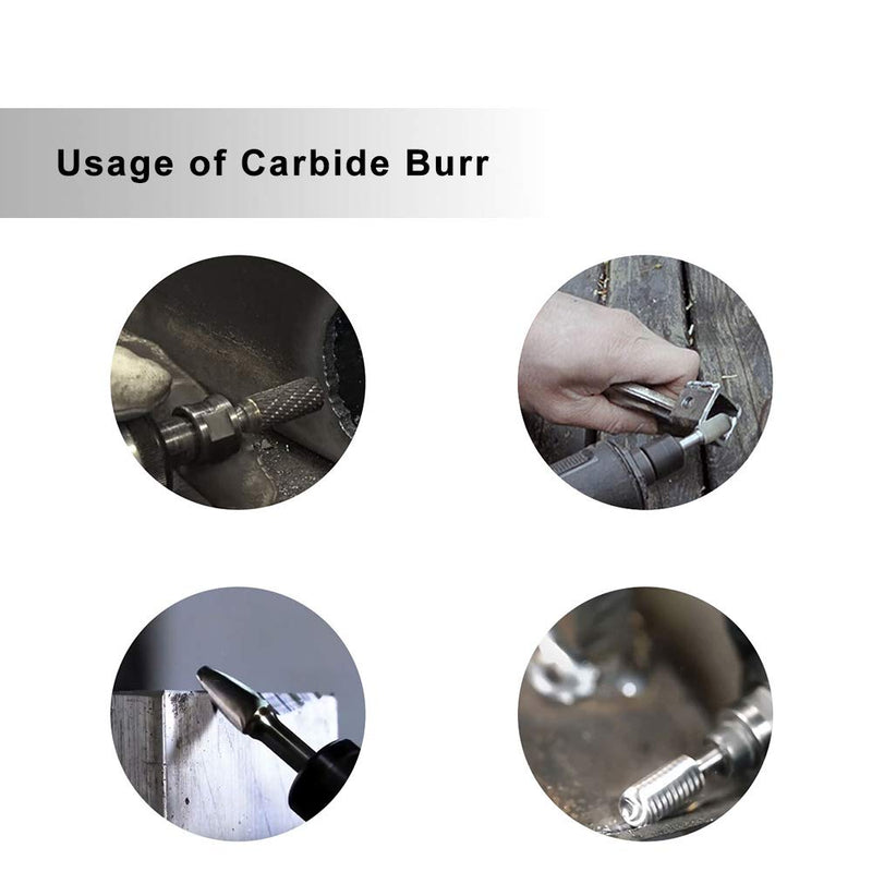 Carbide Burrs Sets 10 Pieces JESTUOUS 1/4 Inch Shank Diameter 5pcs 1/2 Head Diameter 5pcs 1/4 Head Diameter for Die Grinder Bits Grinding Cutting Porting - LeoForward Australia