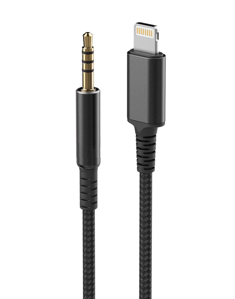  [AUSTRALIA] - (Apple MFi Certified) Replacement Headphone Cable with iPhone Lightning Connector (3.5mm) Audio Aux Cord with Mic & Volume Control Remote (Compatible with Beats/Sony/Sennheiser and Audio Tech) Black