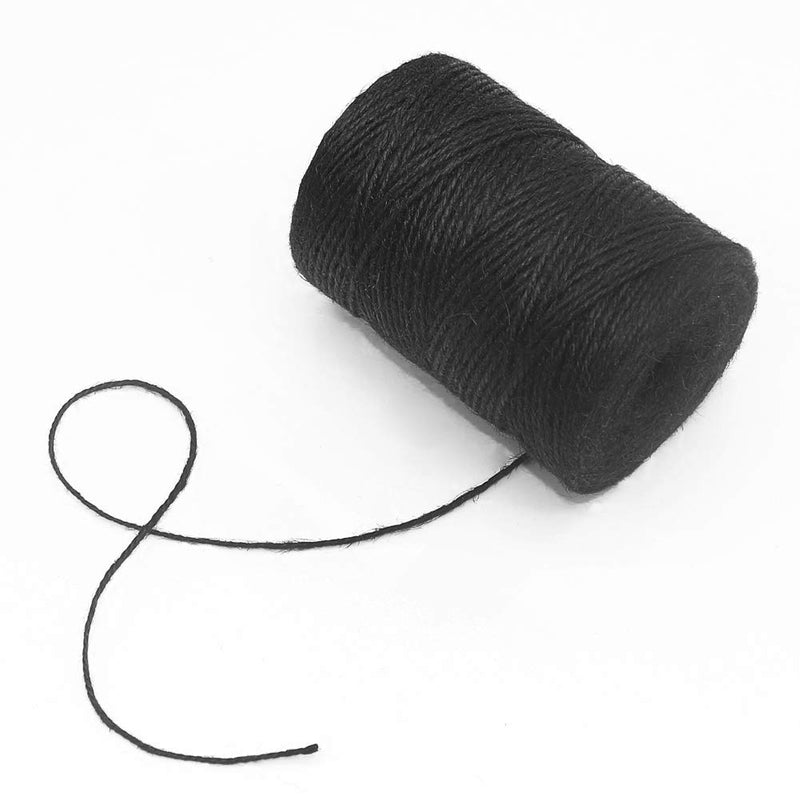  [AUSTRALIA] - Tenn Well Black Jute Twine, 656 Feet 2mm Jute Rope Gift Twine Packing String for Craft Projects, Wrapping, Gardening Applications