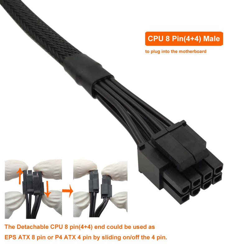  [AUSTRALIA] - (2-Pack) YEZriler Motherboard ATX CPU 8 Pin (4+4) Male to Female Extension Adapter Sleeved Cable for Power Supply PSUs 20.8-inch (53cm)