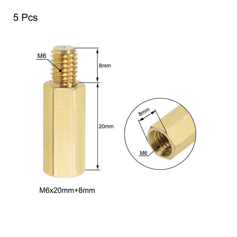 uxcell M6x20mm+8mm Male-Female Brass Hex PCB Motherboard Spacer Standoff for FPV Drone Quadcopter, Computer & Circuit Board 5pcs - LeoForward Australia