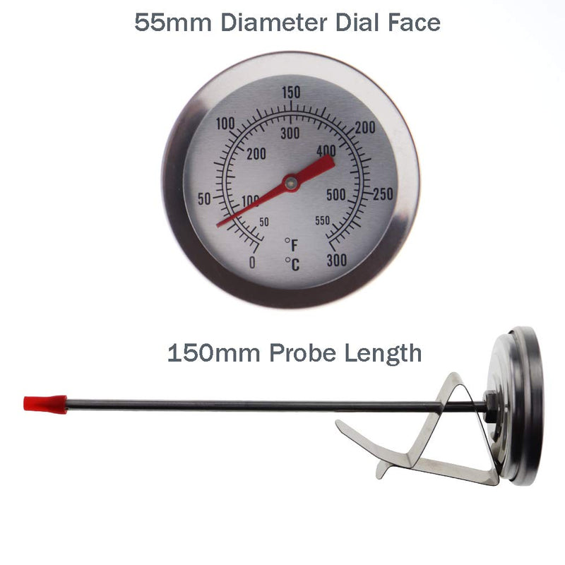  [AUSTRALIA] - Oil Thermometer for Deep Frying - 150 mm Stainless Steel Deep Fry Thermometer Complete with Pan Clip