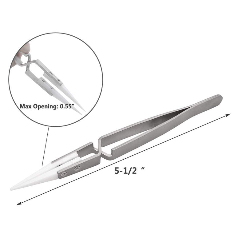  [AUSTRALIA] - Yakamoz 3pcs Precision Reverse Ceramic Tweezers Non-Conductive, Heat Resistant, Anti-Magnetic Pointed & Curved Tips Tweezer Set for Pinching Coils While Firing