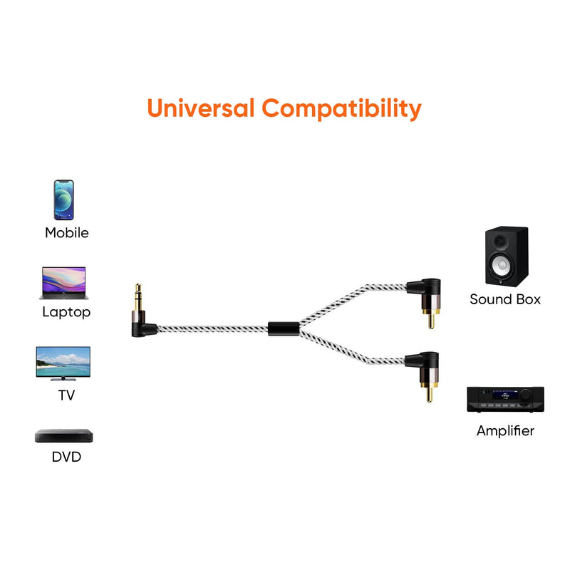  [AUSTRALIA] - CableCreation 3.5mm to RCA, Long 16ft Angle 3.5mm Male to 2RCA Male Auxiliary Stereo Audio Y Splitter Gold-Plated for Smartphones, MP3, Tablets, Speakers,Home Theater,HDTV,5M 16.5FT Angled