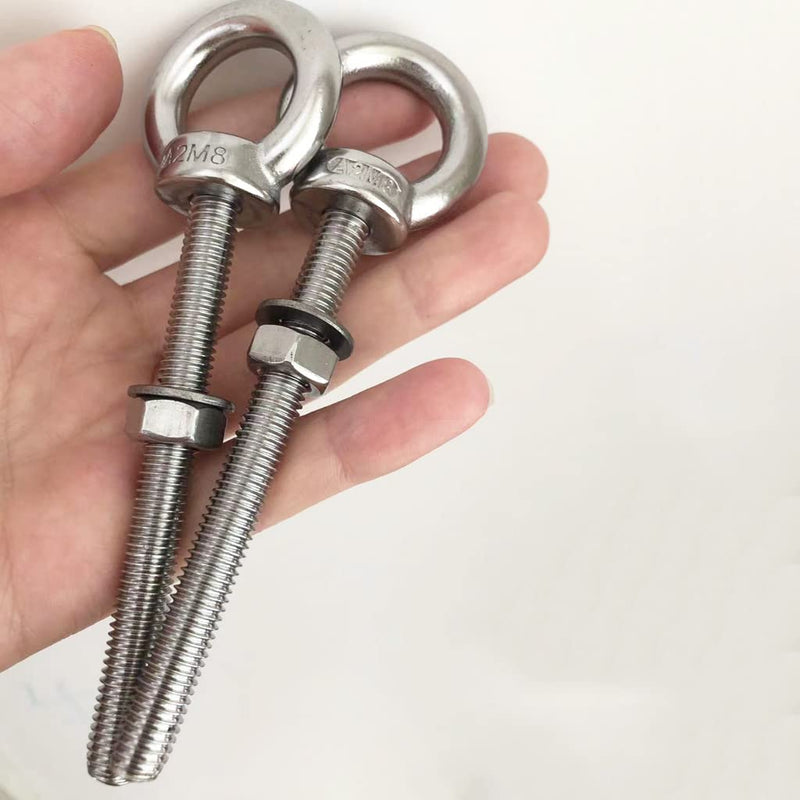  [AUSTRALIA] - HYXXYY Stainless Steel Eye Bolt, 4pack M8 Shoulder Eye Bolts 5/16" X 3.15"with Nuts and Washer Thread Lifting Ring Eyebolt 4pcs