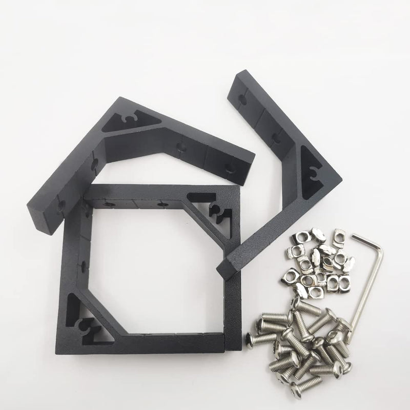  [AUSTRALIA] - Iverntech 4pcs Black Corner Bracket 78x78mm, 4 Hole Inside Strong Support Corner Brackets Gusset for 2020 Aluminum Extrusion Profile with 16Pcs M5 Screws + 16Pcs M5 T Nuts 4pcs Black 7878 for 2020