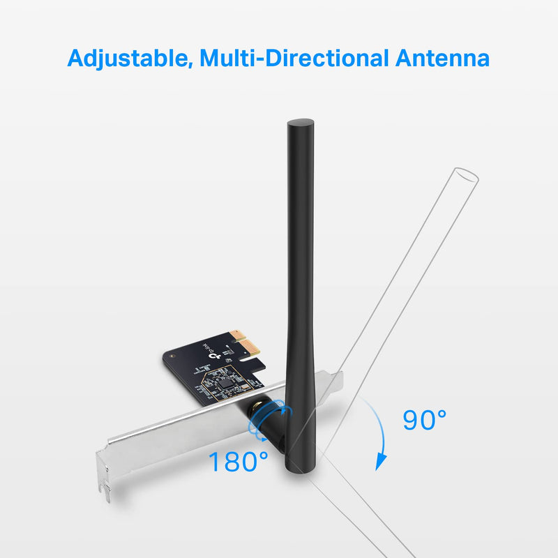  [AUSTRALIA] - TP-Link PCIe WiFi Card AC600 for Desktop PC, Dual Band Wireless Internal Network Card(Archer T2E) High-Gain Antenna, MU-MIMO, WPA3, Low Profile, Supports Windows 10