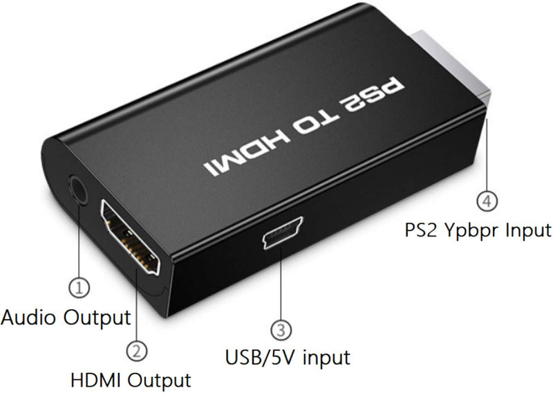  [AUSTRALIA] - PS2 to HDMI Converter Adapter ,PS2 to HDMI Converter with 3.5mm Audio Output for HDTV HDMI Monitor Supports All PS2 Display Modes
