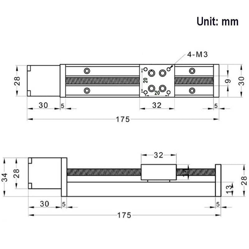  [AUSTRALIA] - Befenybay 100mm Effective Travel Length Mini Linear Rail Guide Lead Screw T6x1 with NEMA11 Stepper Motor for DIY CNC Router Parts X Y Z Linear Stage Actuator