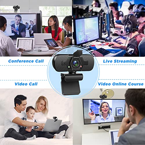  [AUSTRALIA] - 1080P HD USB Webcam with Microphone/Privacy Cover/Cable Holder, Wide Angle Maylibet Streaming Web Camera for Monitor Computer Desktop MacBook Pro PC Laptop